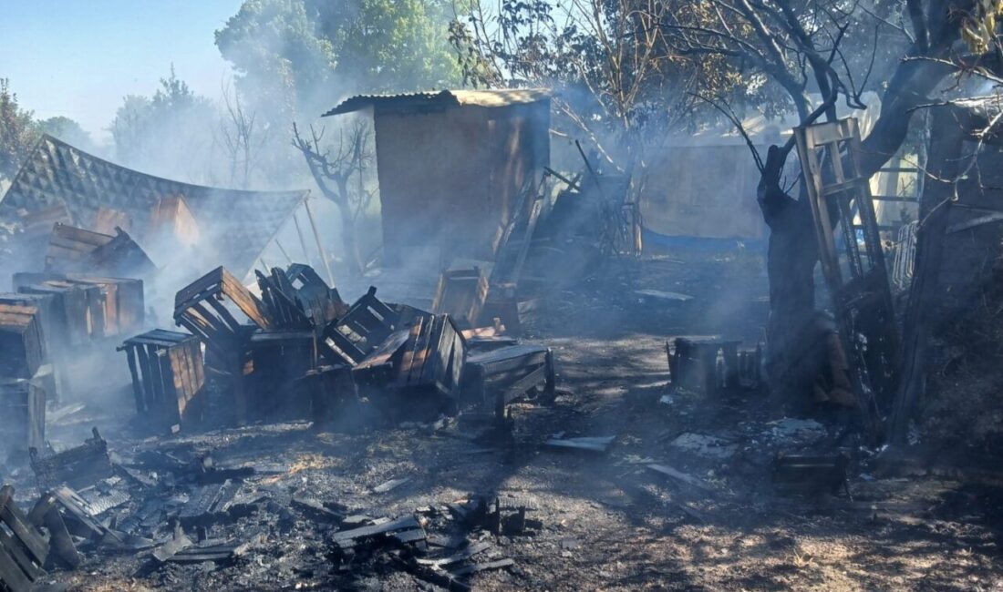 Karaman ilinde bir bahçede, arı kovanlarına tütsü yapmak amacıyla yakılan