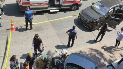 İstanbul’un Ümraniye ilçesinde meydana gelen trafik kazasında cip ile otomobil
