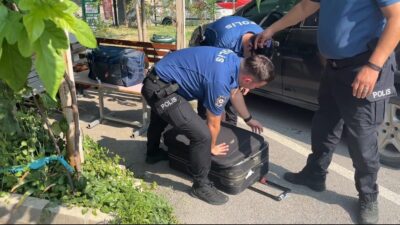 Bursa Valiliği Ek Hizmet Binası’nın karşısındaki açık otoparkta bulunan iki