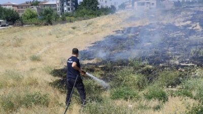 Tuşba ilçesine bağlı Altıntepe Mahallesi’nde meydana gelen anız yangını, itfaiye