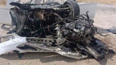 Van-Erciş karayolunda meydana gelen trafik kazasında bir otomobilin takla atması