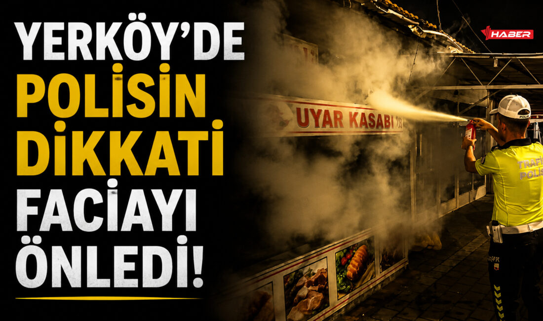 Yozgat’ın Yerköy ilçesinde gece saatlerinde bir kasap dükkanında çıkan yangın,