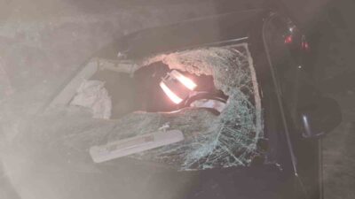 Çaycuma ilçesinde yaşanan trafik kazasında, bir ineğe çarpan aracın takla