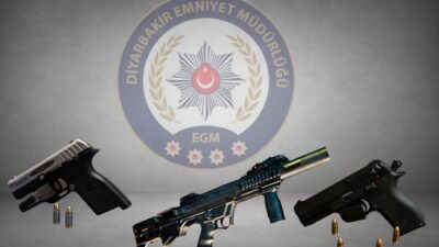 Diyarbakır’da polis ekiplerinin gerçekleştirdiği saha çalışmasında ruhsatsız silah ve fişek