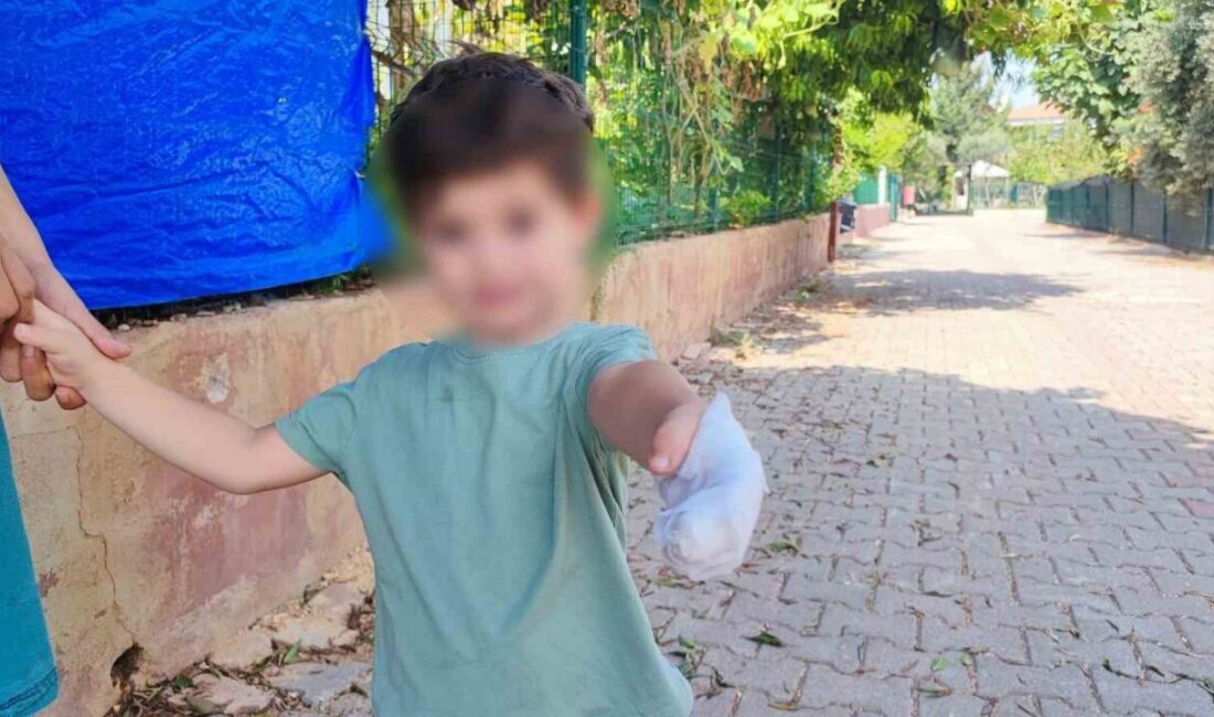 Adana’da, 3 yaşındaki Mustafa Kemal Şimşek, bahçede oyun oynarken eli