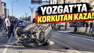 Yozgat’ın Sarıkaya ilçesinde kontrolden çıkarak takla atan otomobilde bulunan 2