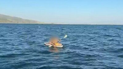 Söke ilçesinde denizde kürek sörfü yaparken akıntıya kapılarak sürüklenen 2
