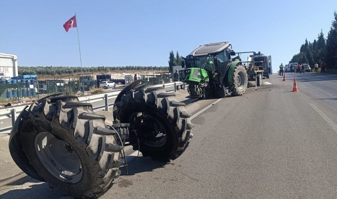 Balıkesir’in Bandırma ilçesinde, kamyonun traktöre arkadan çarpması sonucu meydana gelen
