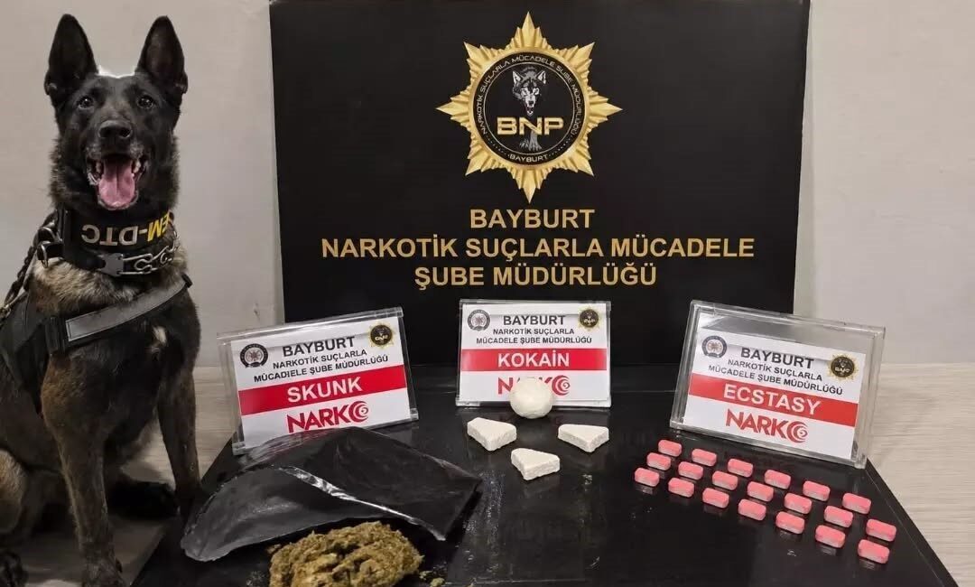 Bayburt’ta polis tarafından gerçekleştirilen operasyonda 20 adet ekstazi hap, 12,66