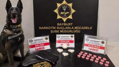 Bayburt’ta polis tarafından gerçekleştirilen operasyonda 20 adet ekstazi hap, 12,66