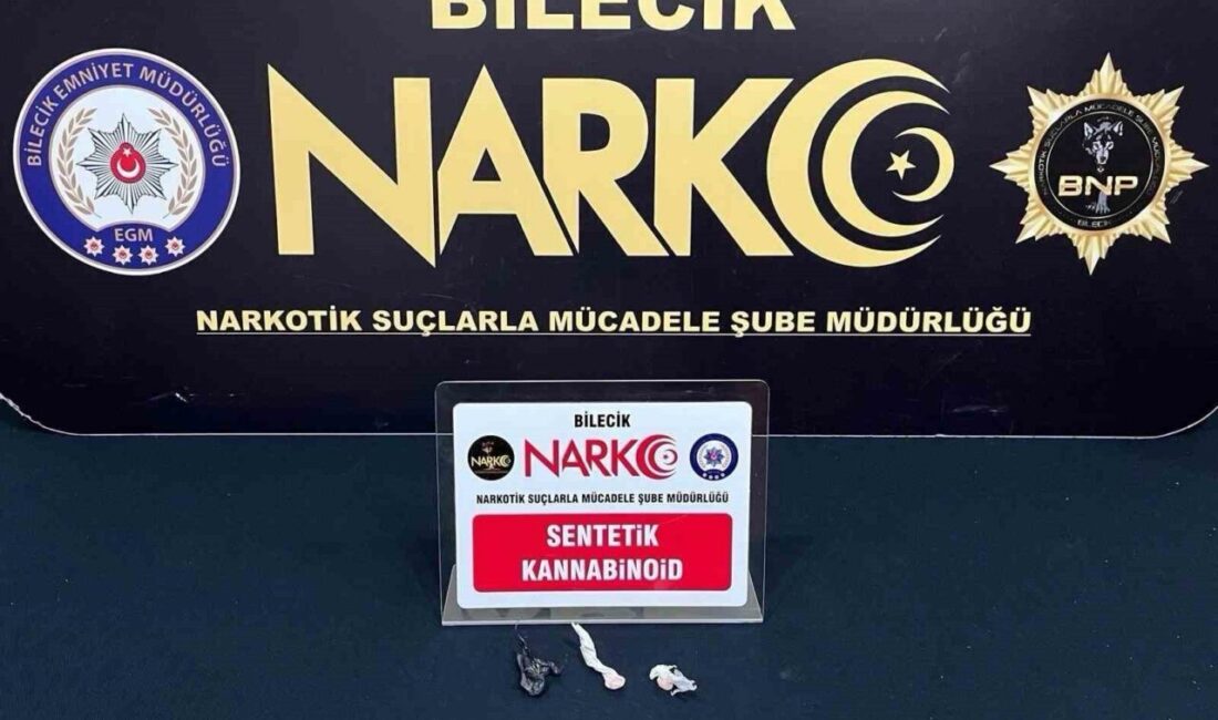 Bilecik ilinde polis ekipleri tarafından bir araçta ve üstünde arama