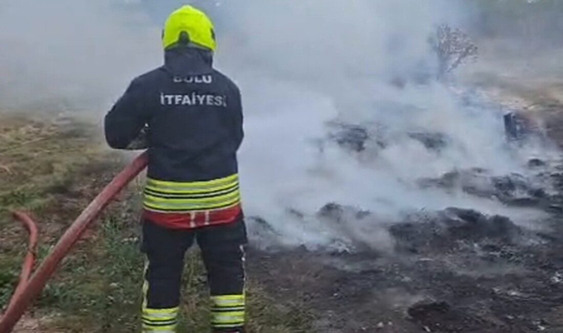 Bolu’da bulunan bir otluk alanda çıkan yangın, itfaiye ekiplerinin müdahalesi
