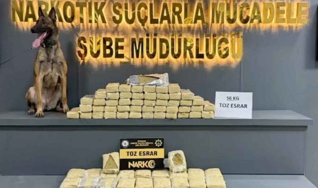 Diyarbakır’da polis ekipleri tarafından gerçekleştirilen operasyonda 56 kilo esrar ele