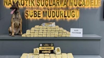Diyarbakır’da polis ekipleri tarafından gerçekleştirilen operasyonda 56 kilo esrar ele