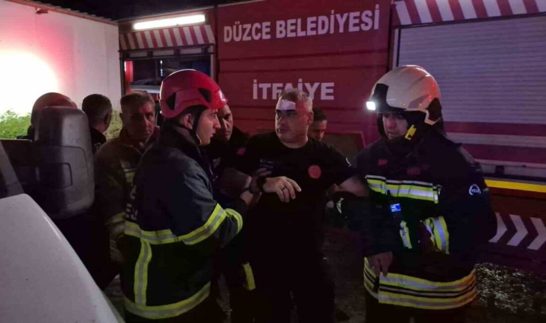 Düzce ilinde kapı üretimi yapan bir fabrikada çıkan yangına müdahale