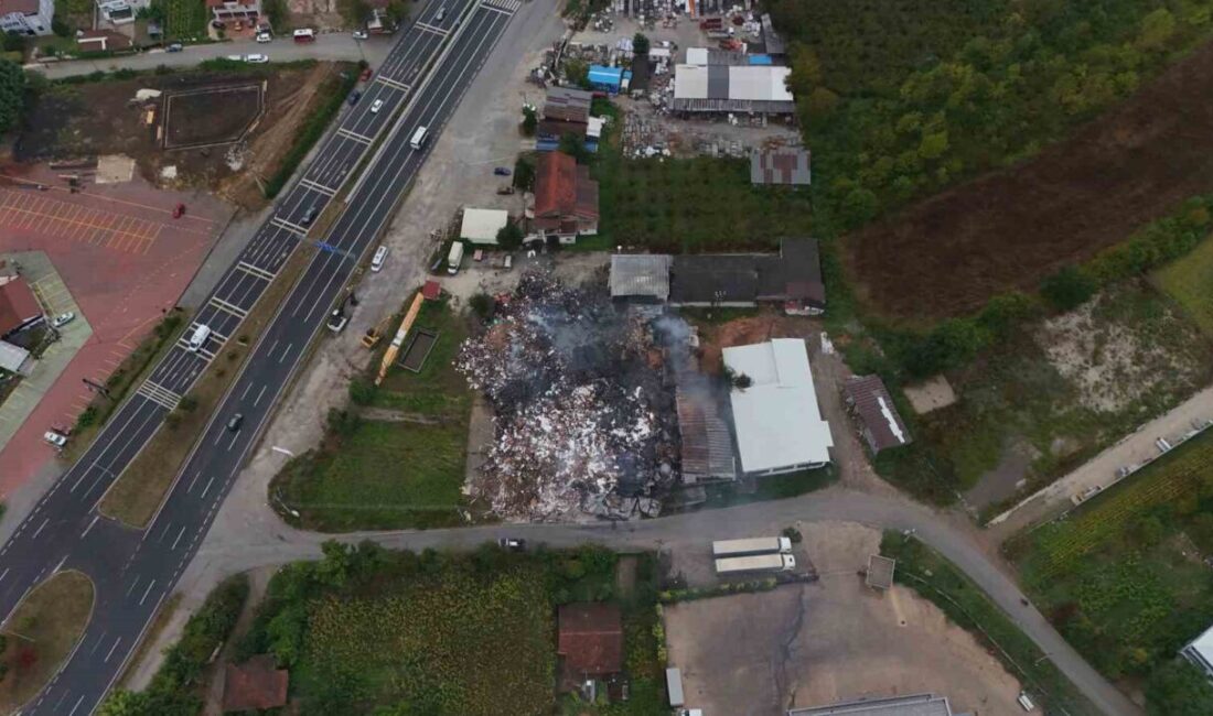 Düzce’deki bir kapı imalat fabrikasında çıkan yangın tamamen kontrol altına