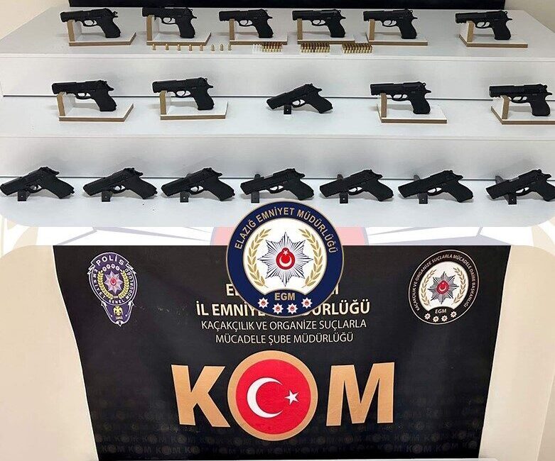 Elazığ’da gerçekleştirilen polis operasyonlarında 28 adet ruhsatsız tabanca ve 174