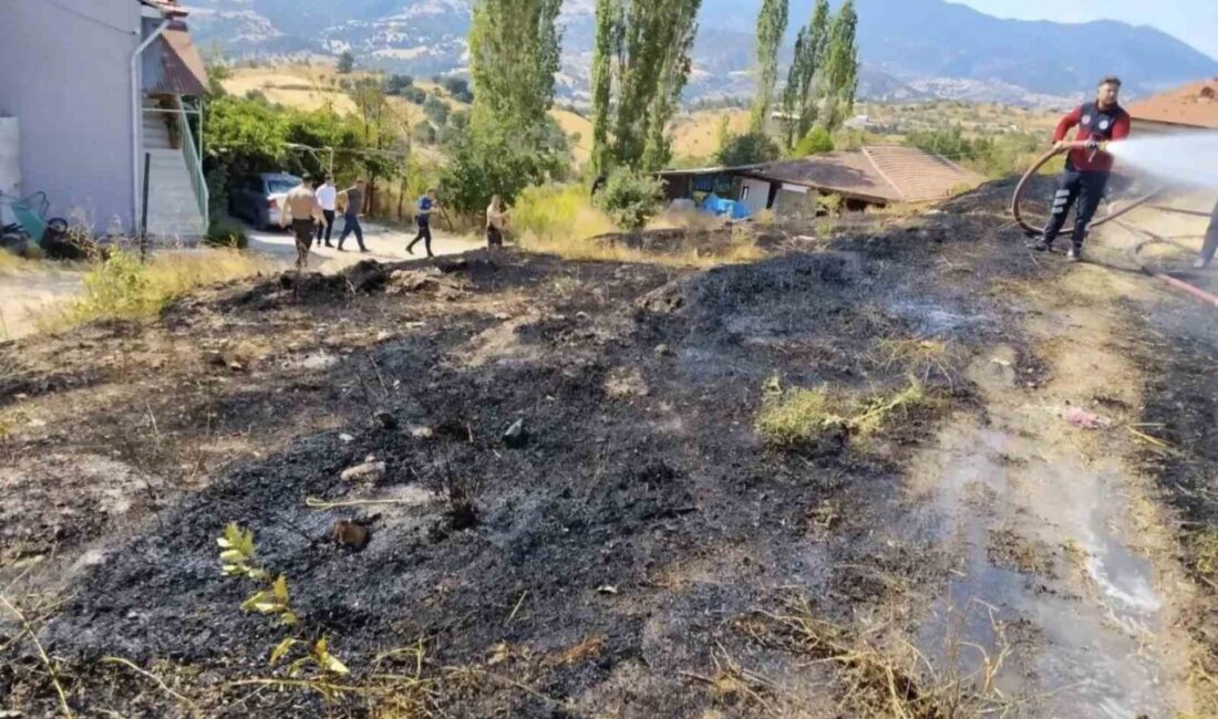 Emet ilçesinde çıkan ot yangını, itfaiye ekiplerinin hızlı müdahalesi sayesinde