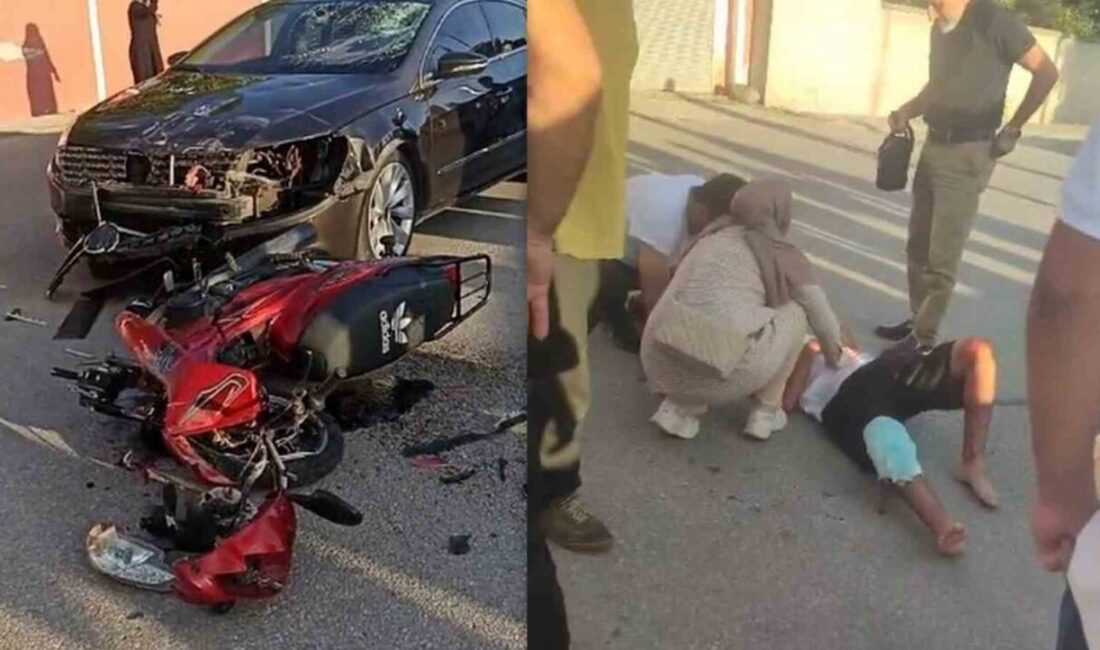 Erzincan ilinde meydana gelen trafik kazasında, otomobil ile motosiklet çarpışması