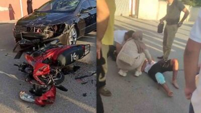 Erzincan ilinde meydana gelen trafik kazasında, otomobil ile motosiklet çarpışması