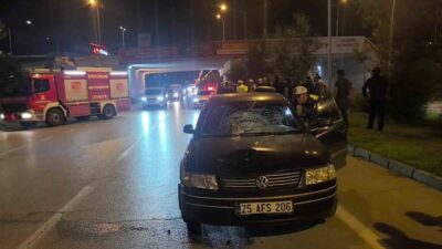 Erzurum’un Aziziye ilçesinde, geçmeye çalışırken bir otomobilin çarpması sonucu ağır