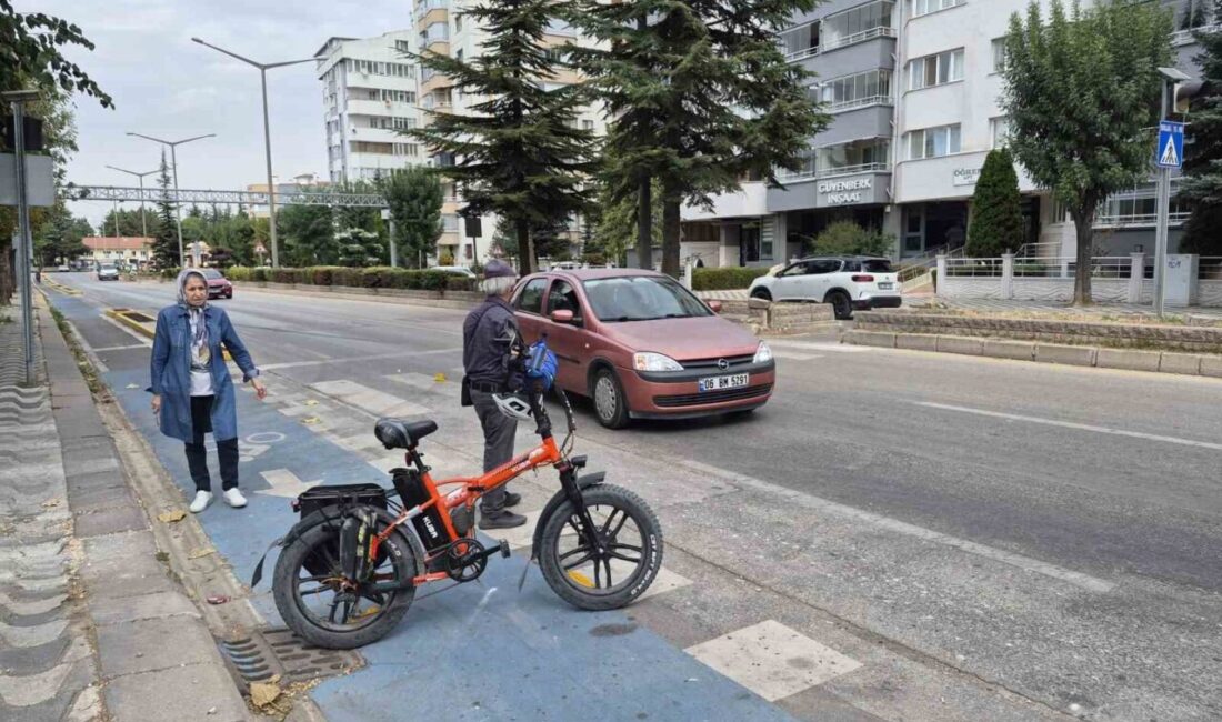 Eskişehir’de bir bisiklet sürücüsü, Vişnelik Mahallesi Vali Fikret Güven Caddesi’ndeki