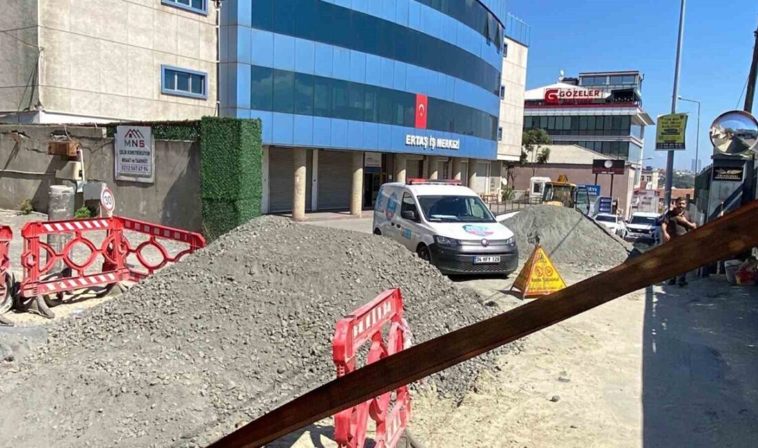 Eyüpsultan’da, İstanbul Su ve Kanalizasyon İdaresi (İSKİ) çalışmaları sırasında doğalgaz