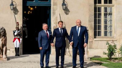 Fransa Cumhurbaşkanı Emmanuel Macron, Lübnan Cumhurbaşkanı Joseph Aoun ve Ürdün