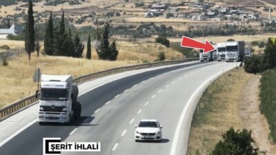 Gaziantep’te jandarma ekipleri tarafından otoyolda yapılan dron destekli trafik denetimlerinde