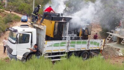 Gazipaşa ilçesinde bir kamyonun üzerindeki jeneratörde yangın çıktı. Olay, Muzkent