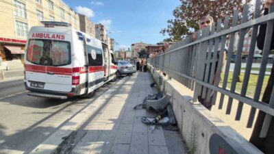 Güngören ilçesinde meydana gelen trafik kazasında aracın kaldırıma çıkması sonucu