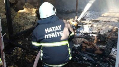 Hassa ilçesinde bulunan Aktepe Mahallesi’nde çıkan ev ve ahır yangını,