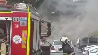 Kocaeli Şehir Hastanesi otoparkında park halindeki bir araçta meydana gelen