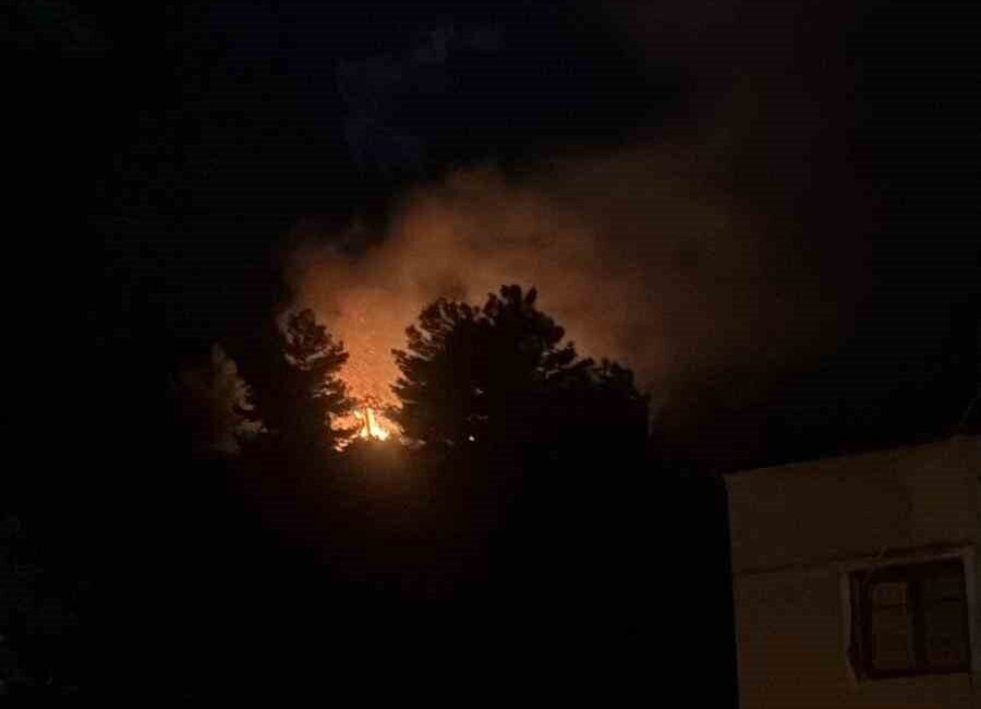 Hatay’ın Arsuz ilçesine bağlı Hüyük Mahallesi’nde havai fişeğin ormanlık alana