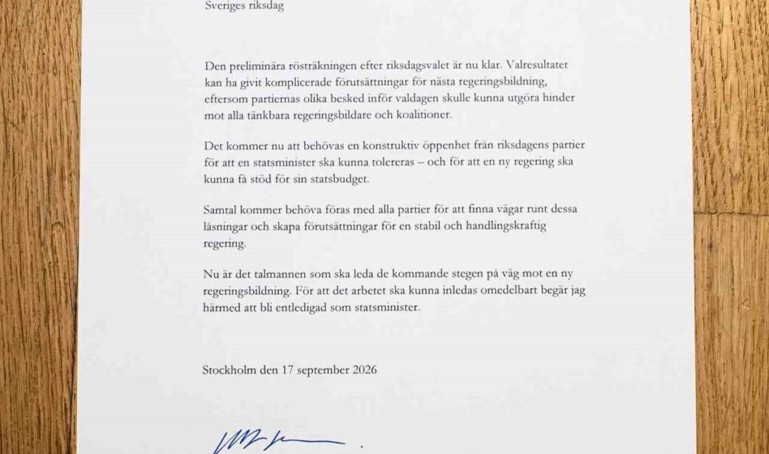İsveç Başbakanı Ulf Kristersson, merkez sol muhalefetin parlamento seçiminde 176