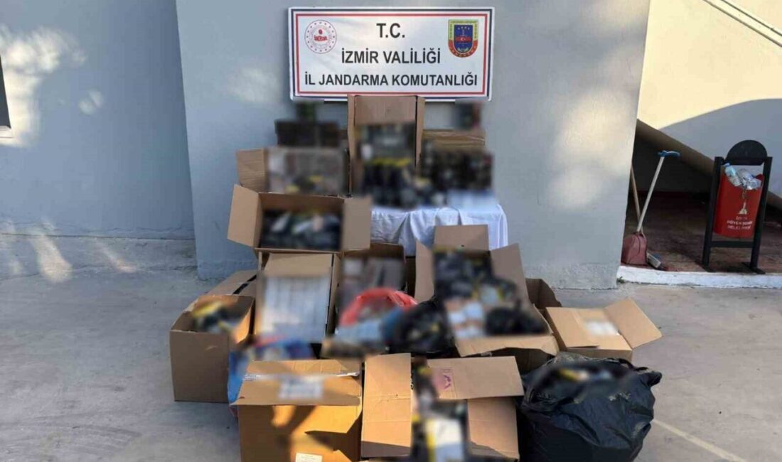 İzmir’in Menderes ilçesinde jandarma ekipleri tarafından bir iş yerine düzenlenen