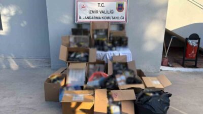 İzmir’in Menderes ilçesinde jandarma ekipleri tarafından bir iş yerine düzenlenen