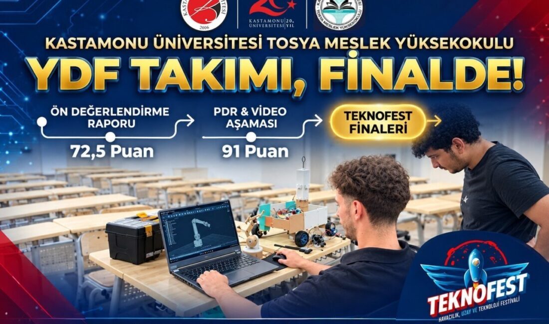 Kastamonu Üniversitesi öğrencileri, TEKNOFEST 2026’da düzenlenen RoboLig Yarışması’nın Türkiye finalinde