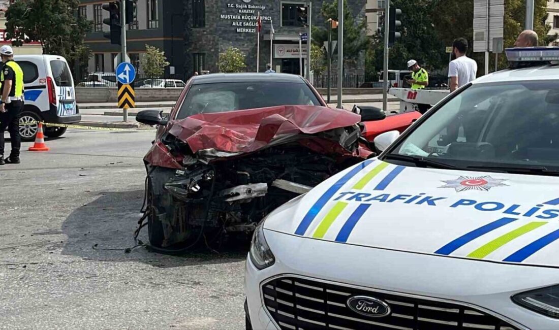 Konya’da meydana gelen trafik kazasında, iki aracın çarpışması sonucu yaralanan