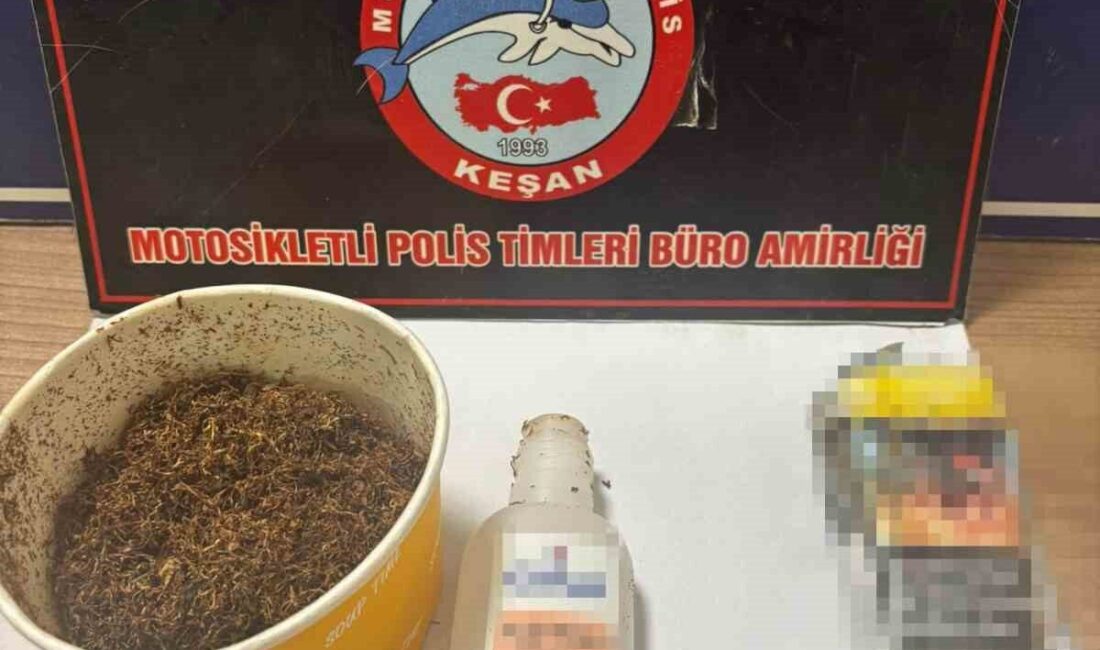 Keşan ilçesinde polis tarafından gerçekleştirilen operasyonda, uyuşturucu olduğu şüphelenilen 31,36