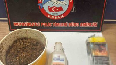 Keşan ilçesinde polis tarafından gerçekleştirilen operasyonda, uyuşturucu olduğu şüphelenilen 31,36