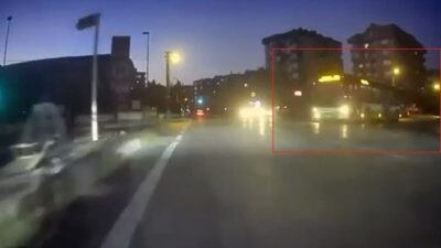 Bursa’da, özel halk otobüsü şoförü M.K., kırmızı ışık ihlali yaparak