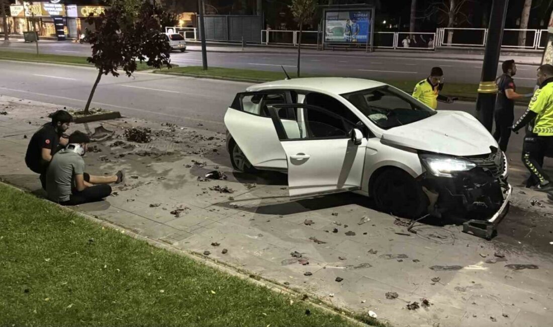 Sivas’ta yaşanan bir trafik kazasında bir otomobil, kontrolden çıkarak aydınlatma