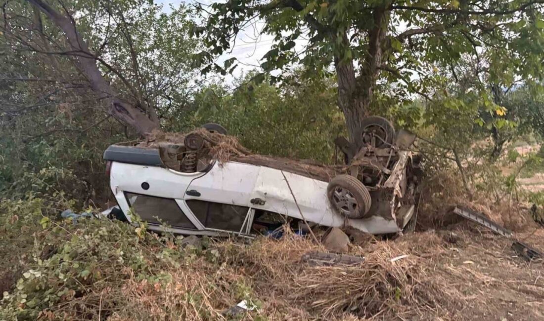 Bursa’nın İnegöl ilçesinde meydana gelen trafik kazasında bir araç şarampole