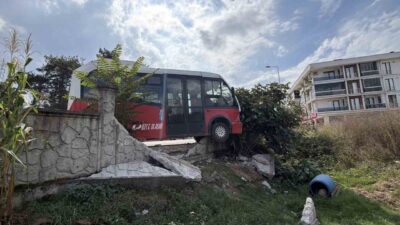 Düzce’de bir halk otobüsü, köpeklere çarpmamak için manevra yaparken bir