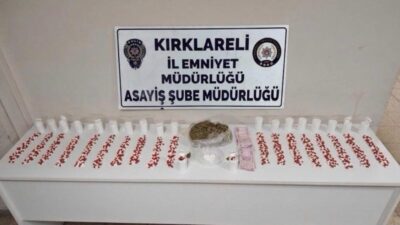 Lüleburgaz ilçesinde polis ekipleri tarafından yapılan operasyonda, sırt çantasında sentetik