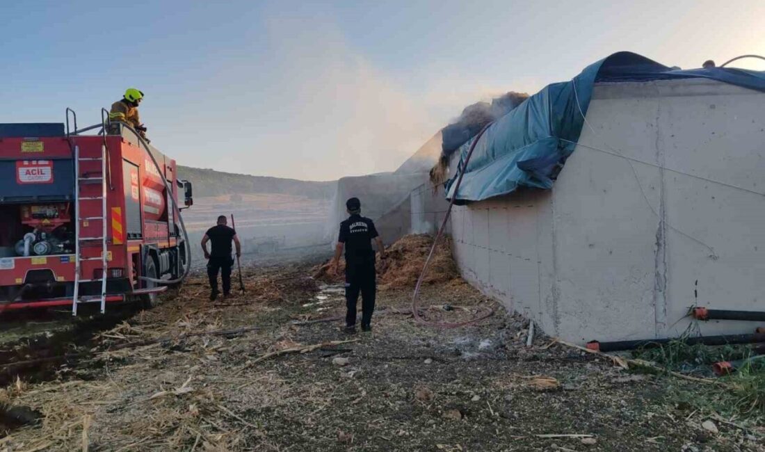 Manyas ilçesinde bir çiftlikte meydana gelen saman yangını, Balıkesir itfaiye