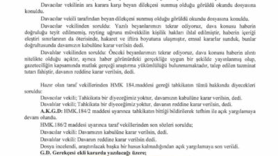 Memur Sendikaları Konfederasyonu (Memur-Sen) Başkanı Ali Yalçın’ın itibarını zedeleyici ve