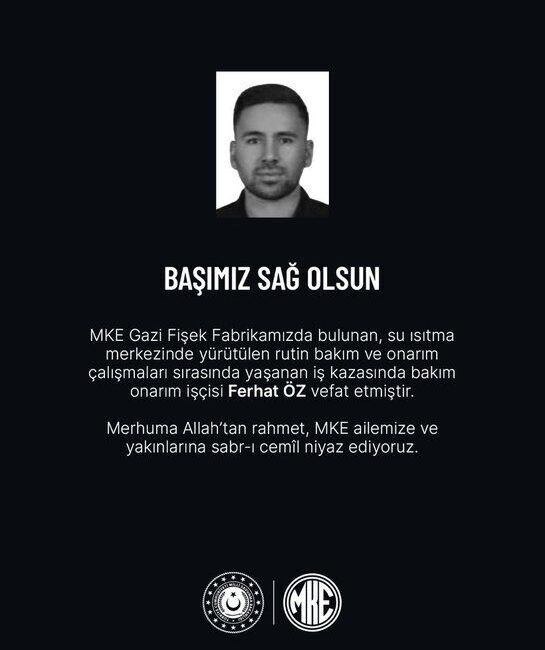 Gazi Fişek Fabrikası’nda meydana gelen iş kazasında bir kişi hayatını