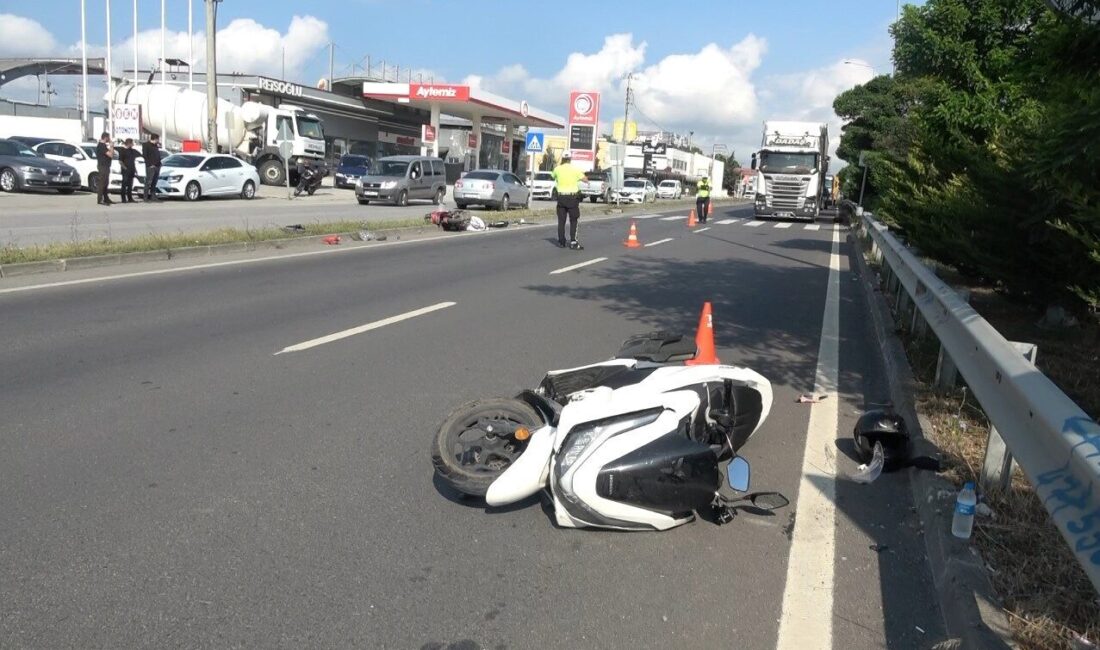 Samsun’un Bafra ilçesinde, 17 yaşındaki bir çocuğun kullandığı motosiklet ile